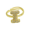 Women's Copper Ring With Letters Numbers Text Pattern And Electroplating Treatment