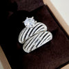 Women's Copper Ring With Zirconia And Geometric Design