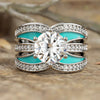 Women's Copper Rings Geometric Oil Painting Design Set With Zirconia