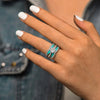 Women's Copper Rings Geometric Oil Painting Design Set With Zirconia