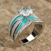 Women's Copper Rings Geometric Oil Painting Design Set With Zirconia