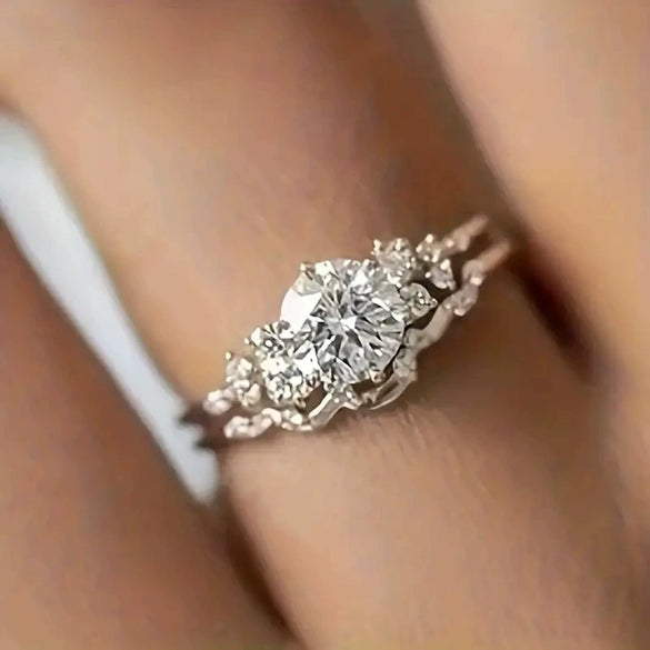 Women's Copper Rings Light Luxury Style Geometric Zirconia Microembedded Design For Wedding