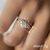 Women's Copper Rings Light Luxury Style Geometric Zirconia Microembedded Design For Wedding