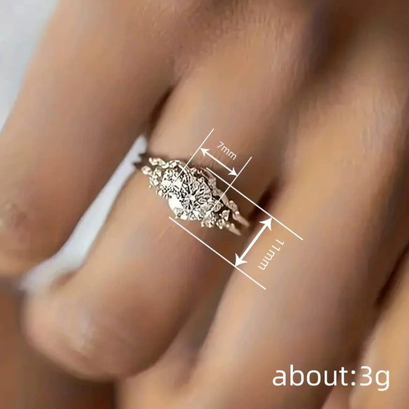 Women's Copper Rings Light Luxury Style Geometric Zirconia Microembedded Design For Wedding