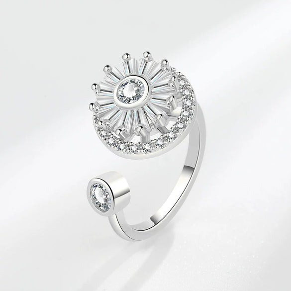Women's Copper Rotating Ring With Geometric Pattern And Electroplating Process