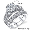 Women's Copper Round Geometric Inlaid Zircon Wedding Engagement Ring Set