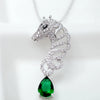 Women's Copper Seahorse Pendant Necklace With Zircon Inlay And Electroplated Finish Animal Jewelry