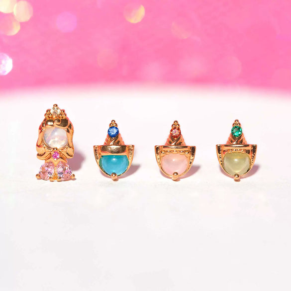 Women's Copper 925 Silver Needle Earrings With Geometric And Cartoon Characters Micro Set Colorful Zircon