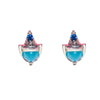 Women's Copper 925 Silver Needle Earrings With Geometric And Cartoon Characters Micro Set Colorful Zircon