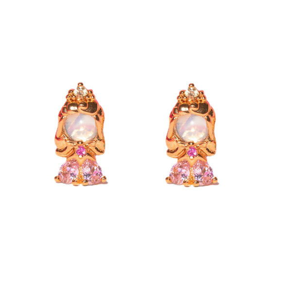 Women's Copper 925 Silver Needle Earrings With Geometric And Cartoon Characters Micro Set Colorful Zircon