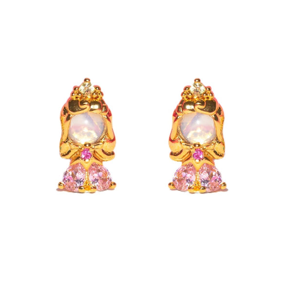 Women's Copper 925 Silver Needle Earrings With Geometric And Cartoon Characters Micro Set Colorful Zircon