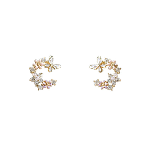 Women's Copper 925 Silver Needle Real Gold Plated Geometric Earrings With Zircon And Pearl