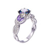 Women's Copper Silver Plated Oval Zircon Ring With Geometric Design