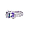 Women's Copper Silver Plated Oval Zircon Ring With Geometric Design