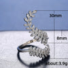 Women's Copper Silverplated Zircon Plant Leaf Ring Jewelry