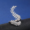 Women's Copper Silverplated Zircon Plant Leaf Ring Jewelry
