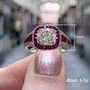 Women's Copper Simulation Red Corundum Zircon Ring With Geometric Style