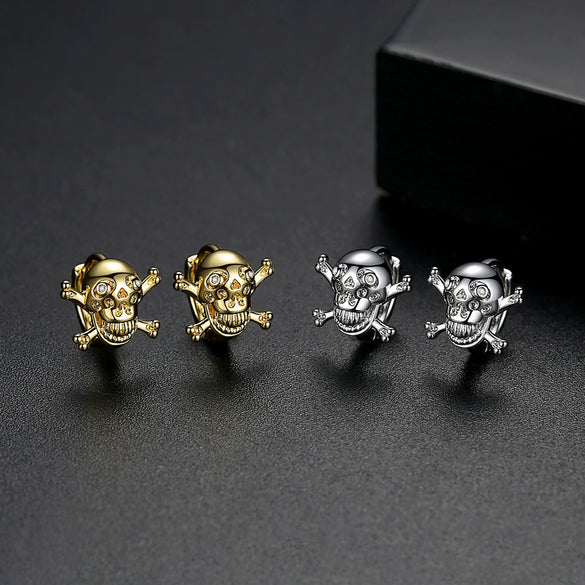 Women's Copper Skull Ear Cuff Earrings With Zircon Simple Geometric Electroplated Metallic Jewelry