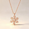 Women's Copper Snowflake Necklace With Zirconia Inlay Geometric Pendant And Oshaped Chain For Festive Winter Style