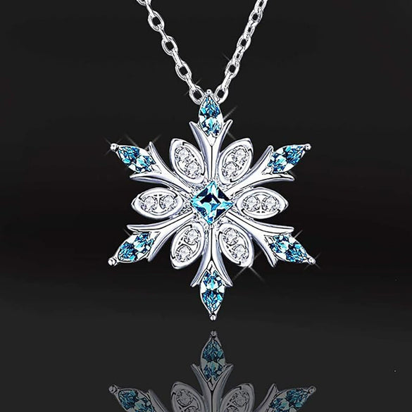Women's Copper Snowflake Pendant Necklace With Zirconia Geometric Design And Ochain Festive Jewelry