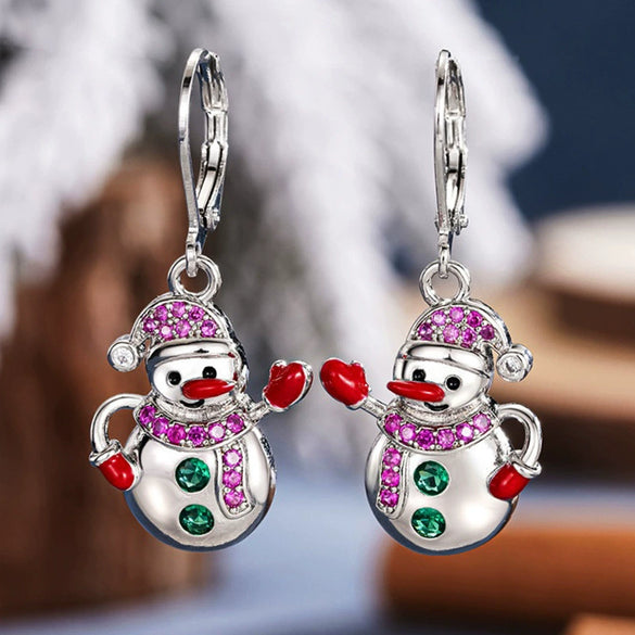 Women's Copper Snowman Christmas Earrings With Cute Festive Design And Holidayinspired Decorative Details