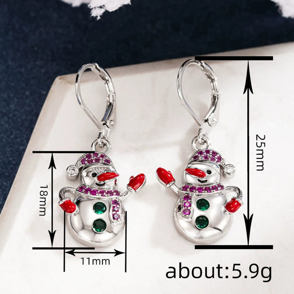 Women's Copper Snowman Christmas Earrings With Cute Festive Design And Holidayinspired Decorative Details