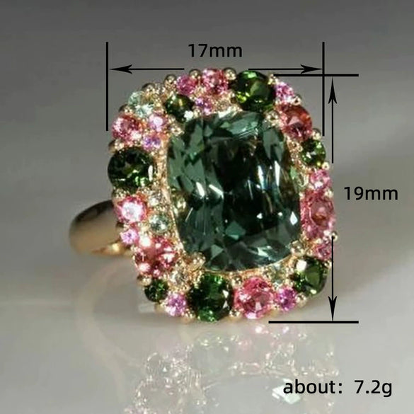 Women's Copper Square Vintage Ring With Geometric Pattern And Zircon Design