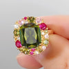 Women's Copper Square Vintage Ring With Geometric Pattern And Zircon Design