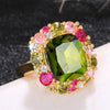 Women's Copper Square Vintage Ring With Geometric Pattern And Zircon Design