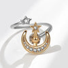 Women's Copper Star And Moon Open Ring With Geometric Pattern And Electroplating Treatment