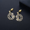 Women's Copper Star Earrings With Zircon Inlay And Electroplated Finish Elegant Fashion Jewelry