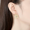 Women's Copper Star Earrings With Zircon Inlay And Electroplated Finish Elegant Fashion Jewelry