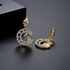 Women's Copper Star Earrings With Zircon Inlay And Electroplated Finish Elegant Fashion Jewelry