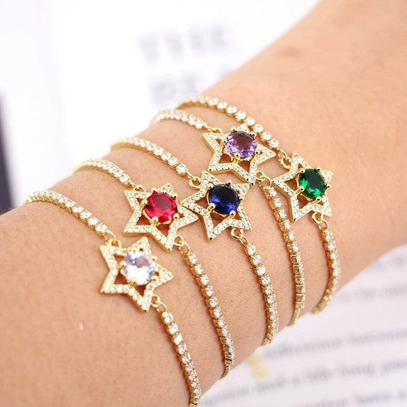 Women's Copper Star Microinlaid Electroplated Bracelet