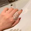 Women's Copper Star Ring With Zirconia Micro Inlay Layered Geometric Design And Distinctive Fashion Jewelry Style