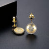 Women's Copper Star Stud Earrings With Black Zircon Accents And Gold Plated Finish Fashion Elegant Jewelry