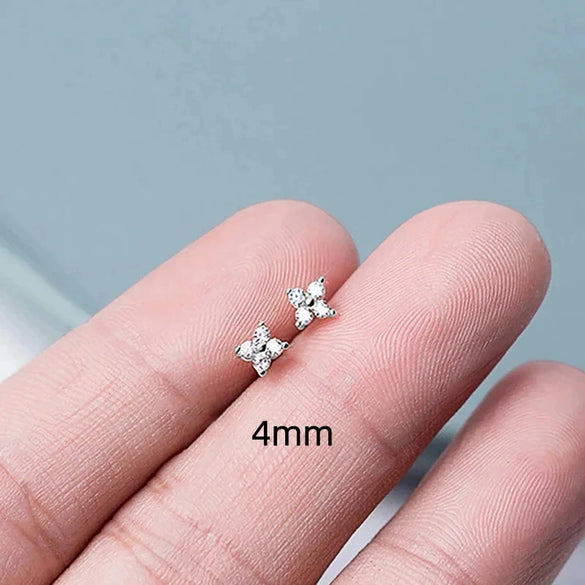 Women's Copper Star Zirconia Mini Flower Earrings