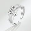 Women's Copper Threering Rotating Ring With Geometric Pattern And Electroplating Treatment