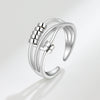 Women's Copper Threering Rotating Ring With Geometric Pattern And Electroplating Treatment