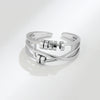 Women's Copper Threering Rotating Ring With Geometric Pattern And Electroplating Treatment
