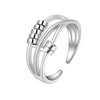 Women's Copper Threering Rotating Ring With Geometric Pattern And Electroplating Treatment