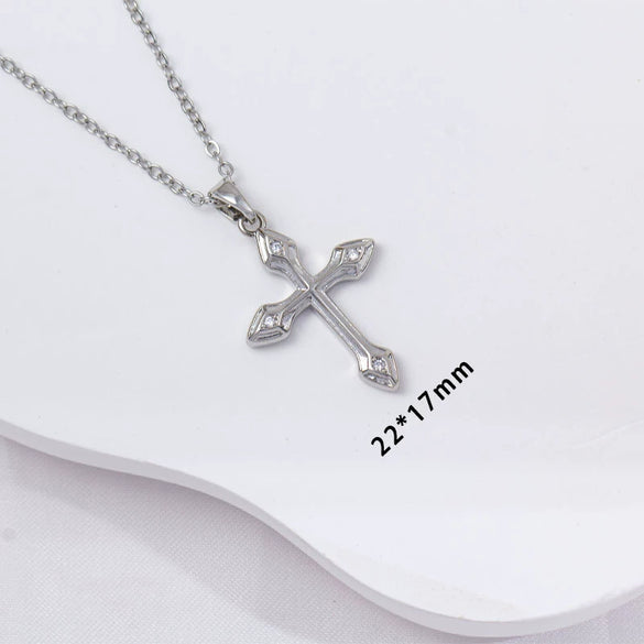 Women's Copper Titanium Steel Simple Cross Pendant O Word Chain Electroplated Light Luxury Clavicle Chain Jewelry