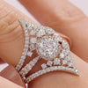 Women's Copper Vshaped Ring With Inlaid Zircon And Geometric Design