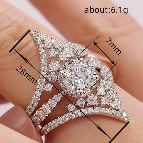 Women's Copper Vshaped Ring With Inlaid Zircon And Geometric Design