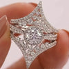 Women's Copper Vshaped Ring With Inlaid Zircon And Geometric Design