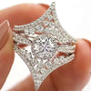 Women's Copper Vshaped Ring With Inlaid Zircon And Geometric Design
