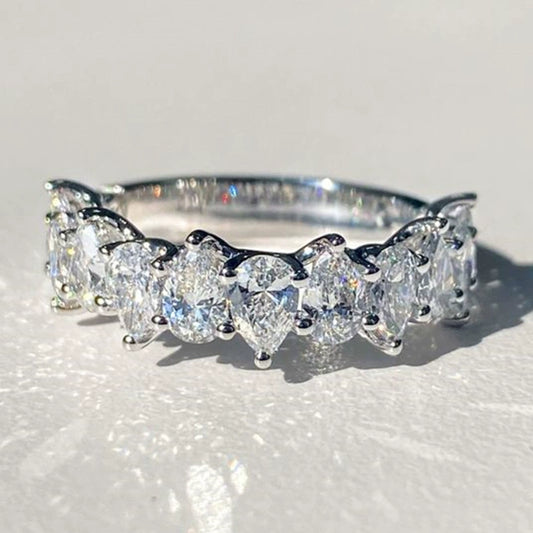Women's Copper Water Drop Geometric Zircon Ring
