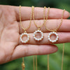 Women’s Copper Water Wave Chain Necklace With Pearl And Zircon Inlaid Heart And Round Geometric Pendant Simple Personality Clavicle Chain
