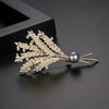 Women's Copper Wheat Ear Flower Brooch With Pearl Detail Electroplated Minimalist Floral Corsage Jewelry Accessory