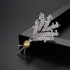 Women's Copper Wheat Ear Flower Brooch With Pearl Detail Electroplated Minimalist Floral Corsage Jewelry Accessory